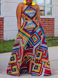 Printed Halter Maxi Dress