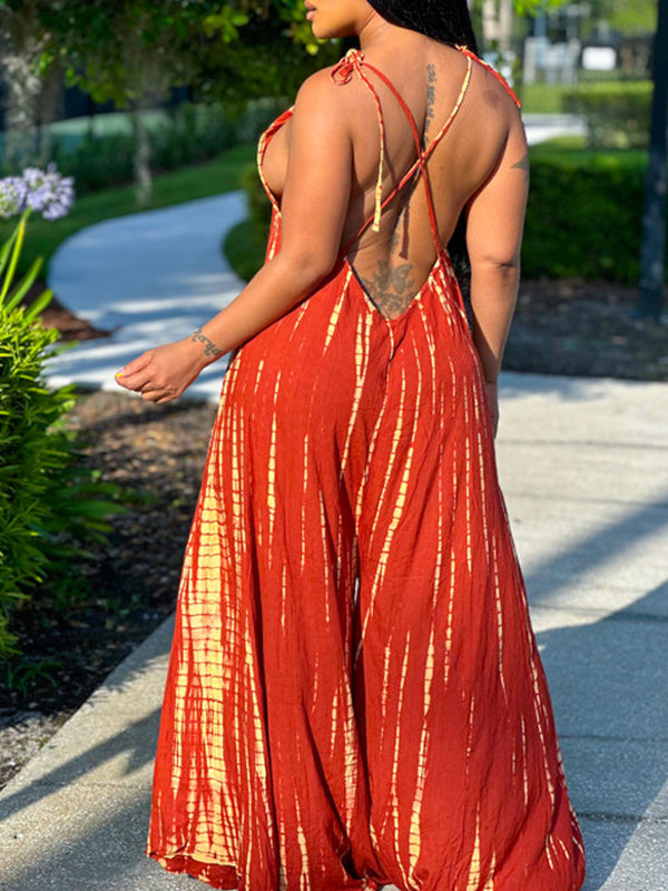 Printed Wide-Leg Cami Jumpsuit