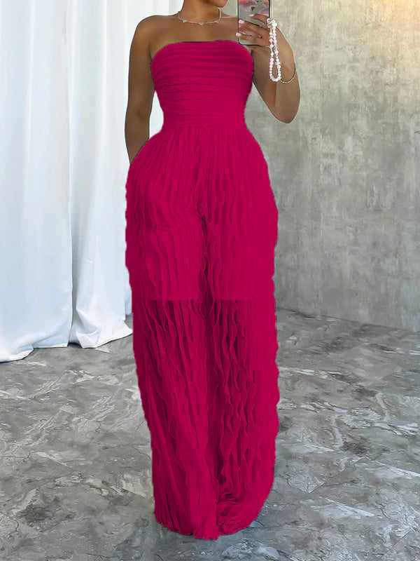 Strapless Ruched Jumpsuit