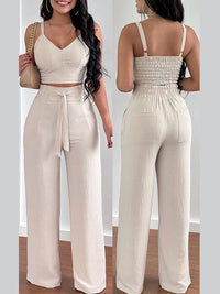 Solid Cami Top & Tied Pants Set