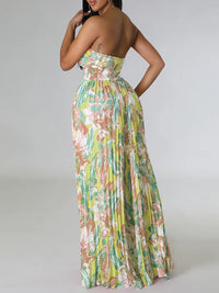 Indiebeautie Printed Strapless Pleated Jumpsuit