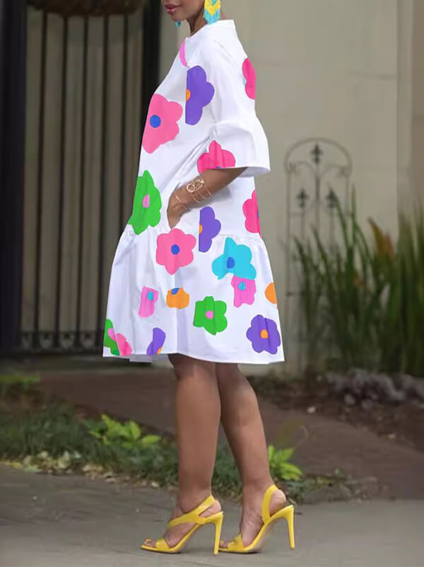 Floral Button-Front Dress