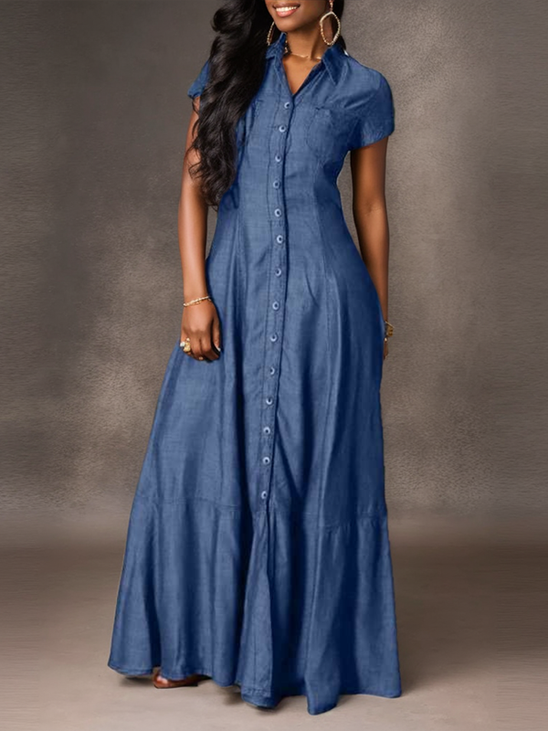 Button-Front Maxi Dress