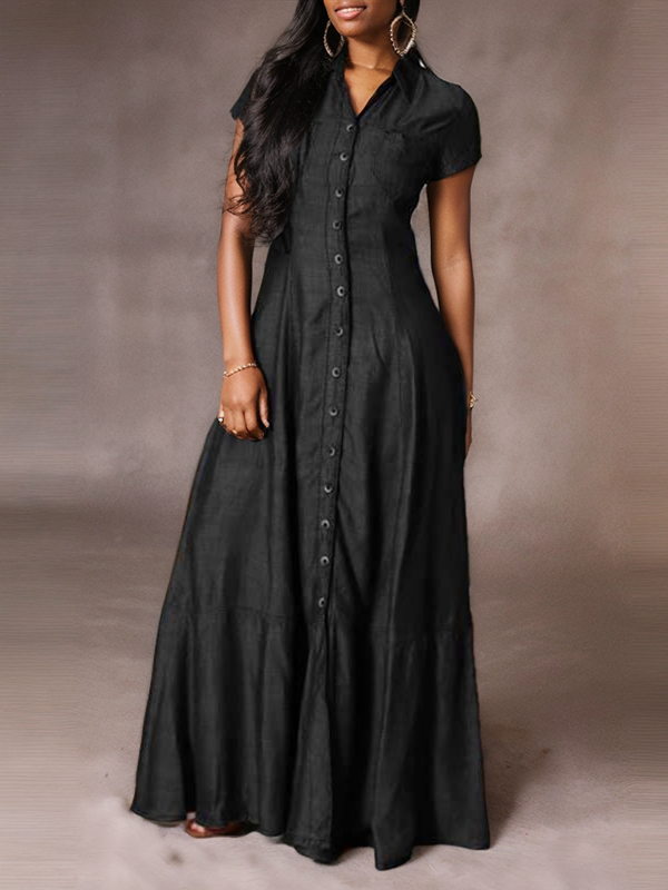 Button-Front Maxi Dress