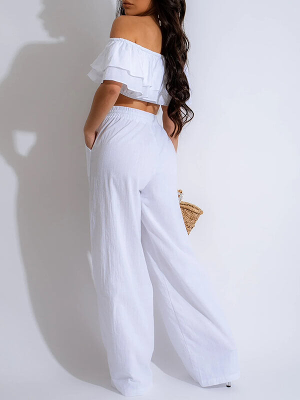 Ruffle Crop Top & Pants Set