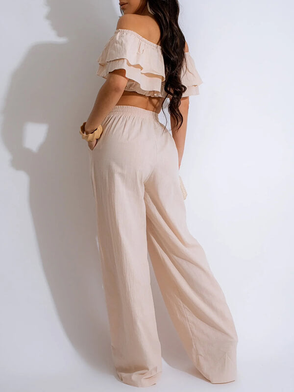 Ruffle Crop Top & Pants Set