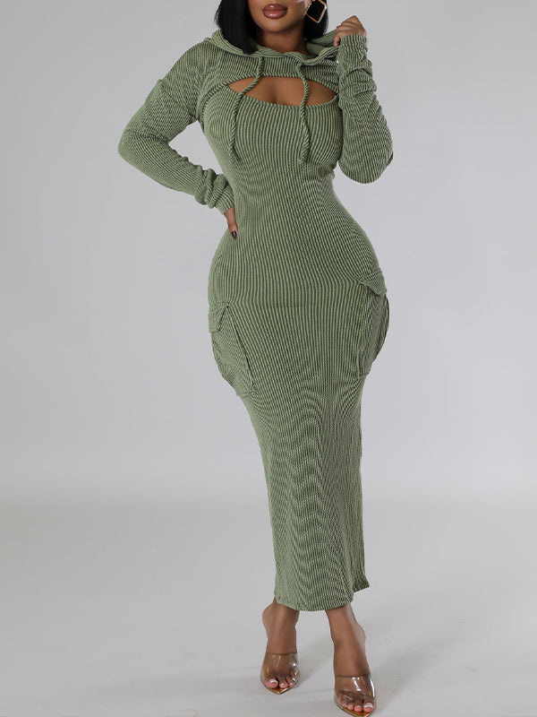 Ribbed Hoodie & Dress Set