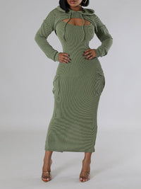 Ribbed Hoodie & Dress Set