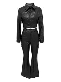 Faux Leather Shirt & Pants Set