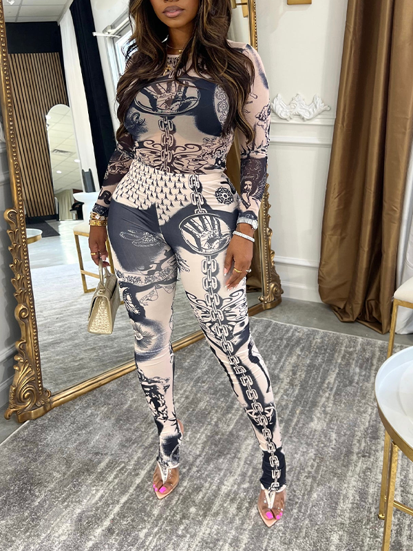 Printed Sheer 2PC Set