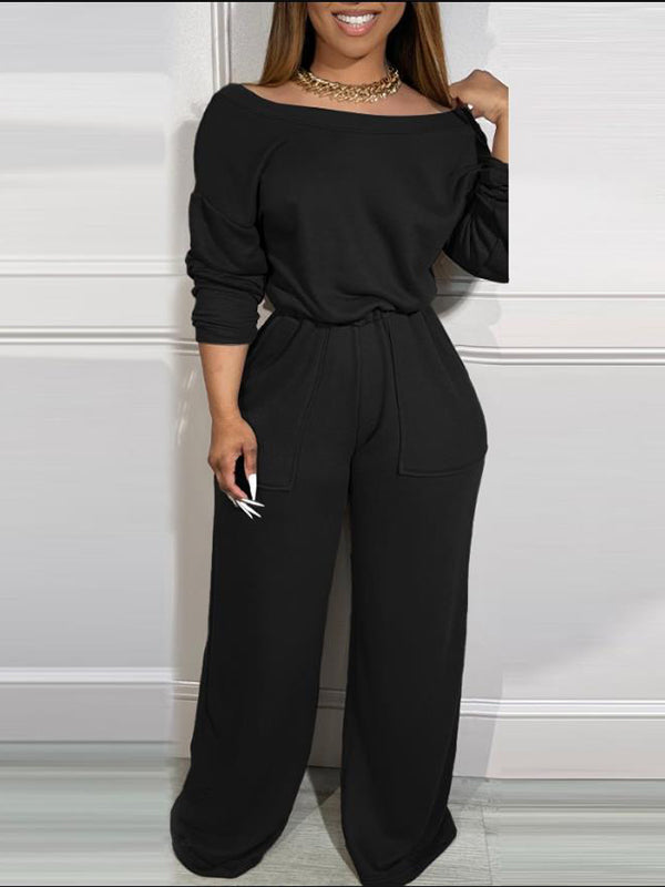 Solid V-Back Jumpsuit