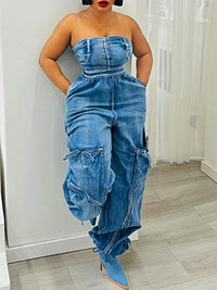 Strapless Denim Jumpsuit