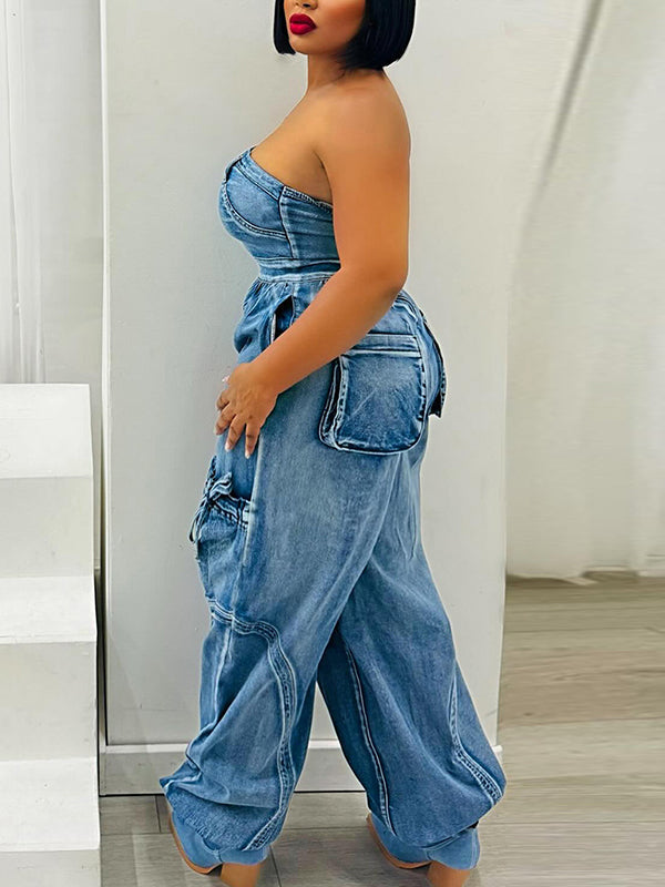 Strapless Denim Jumpsuit