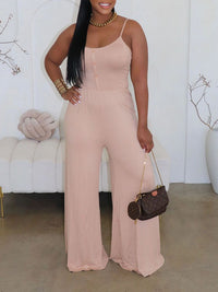 Solid Wide-Leg Cami Jumpsuit