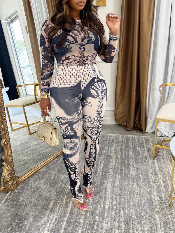 Printed Sheer 2PC Set