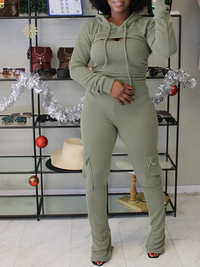 Cropped Hoodie & Cargo Jumpsuit Set