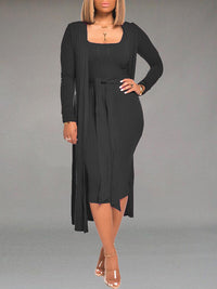 mangocouture Solid Tied Dress & Cardigan Set--Clearance