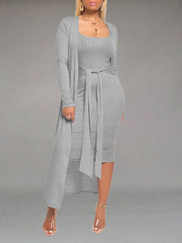 mangocouture Solid Tied Dress & Cardigan Set--Clearance