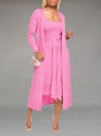 mangocouture Solid Tied Dress & Cardigan Set--Clearance