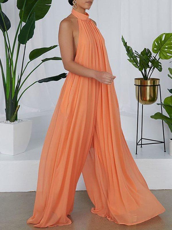 Halter Chiffon Jumpsuit--Clearance