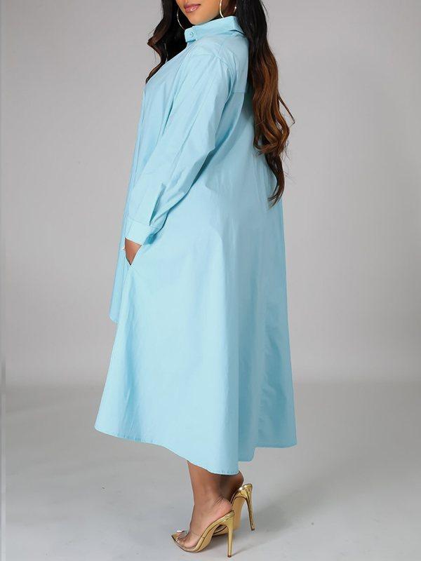 mangocouture Solid High-Low Shirt Dress--Clearance