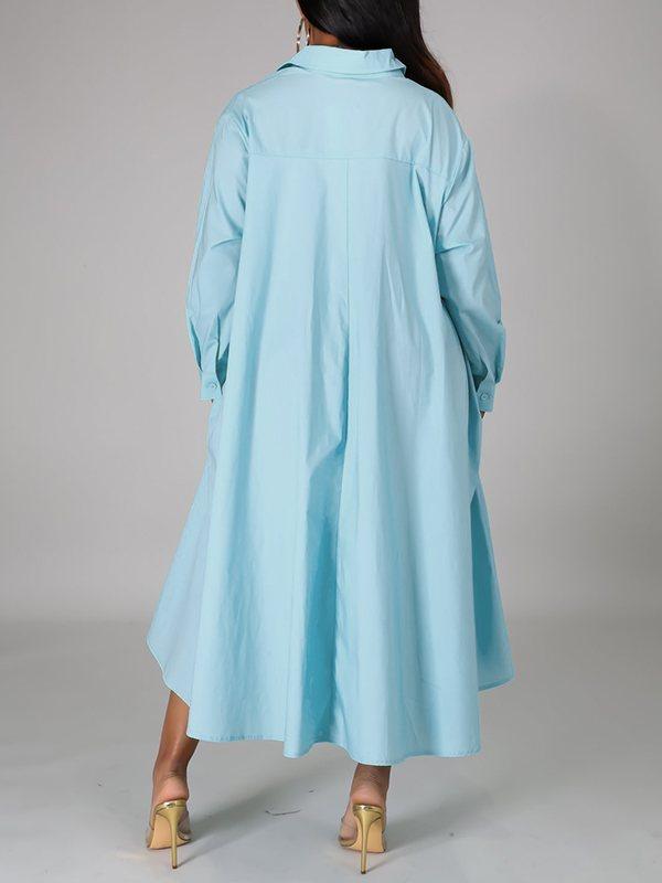 mangocouture Solid High-Low Shirt Dress--Clearance