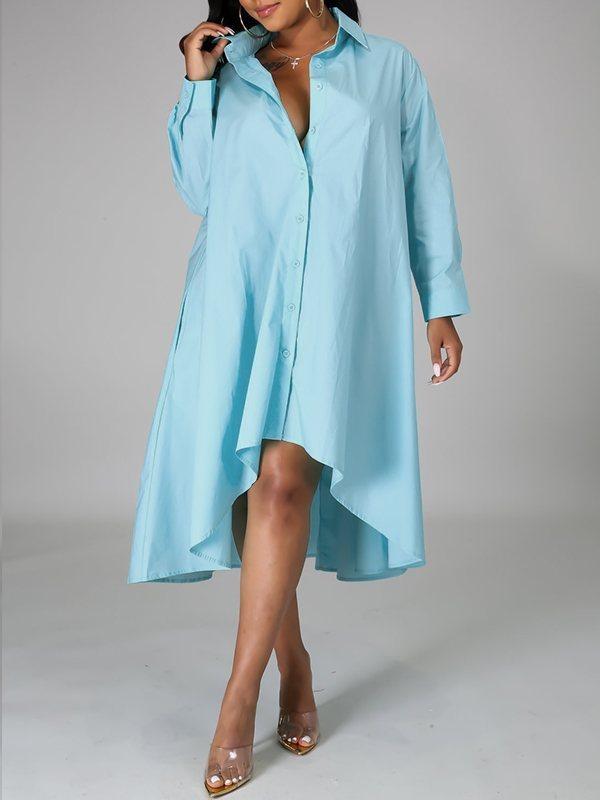 mangocouture Solid High-Low Shirt Dress--Clearance