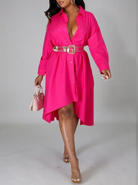 mangocouture Solid High-Low Shirt Dress--Clearance