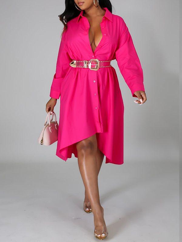 mangocouture Solid High-Low Shirt Dress--Clearance