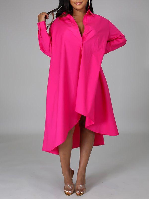 mangocouture Solid High-Low Shirt Dress--Clearance