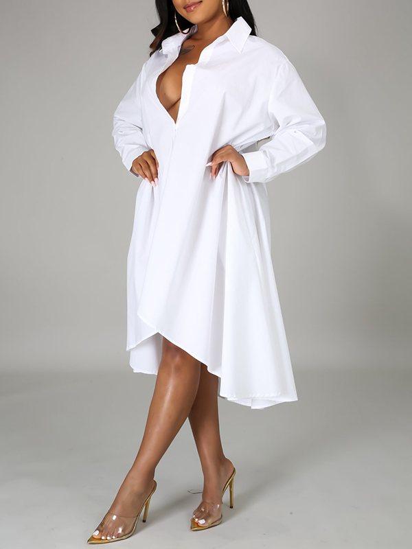 mangocouture Solid High-Low Shirt Dress--Clearance