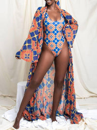 mangocouture Printed One-Piece Swimsuit with Cover