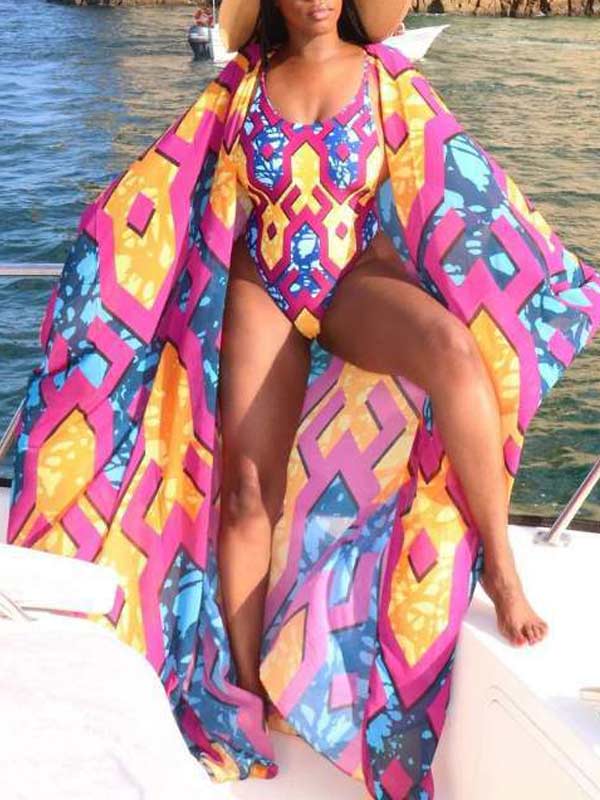 mangocouture Printed One-Piece Swimsuit with Cover