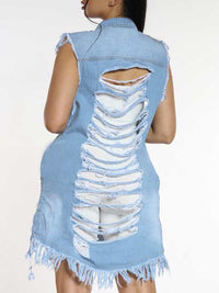 Ripped Denim Vest--Clearance