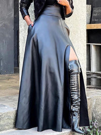 Mangocouture Slit Faux-Leather Skirt