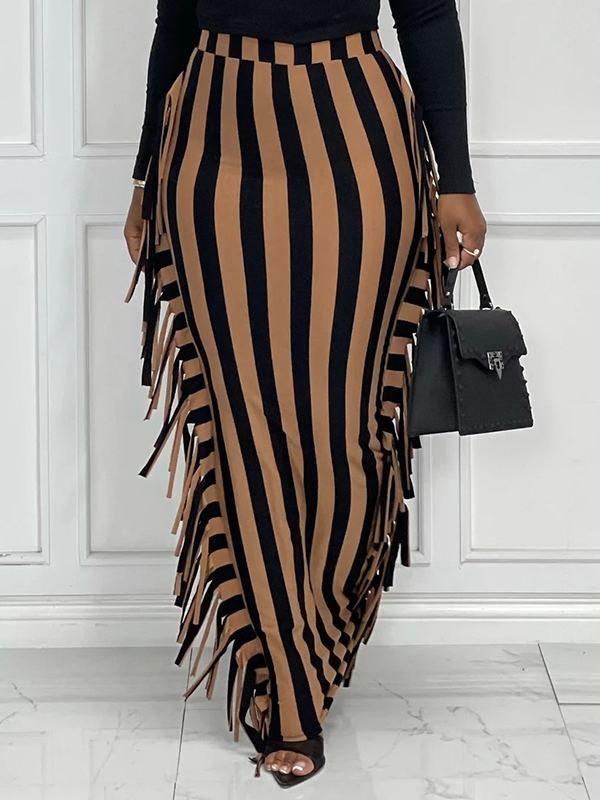 Fringe Combo Stripe Skirt