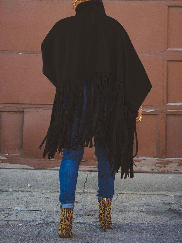 Mangocouture Fringe Combo Turtleneck Sweatshirt