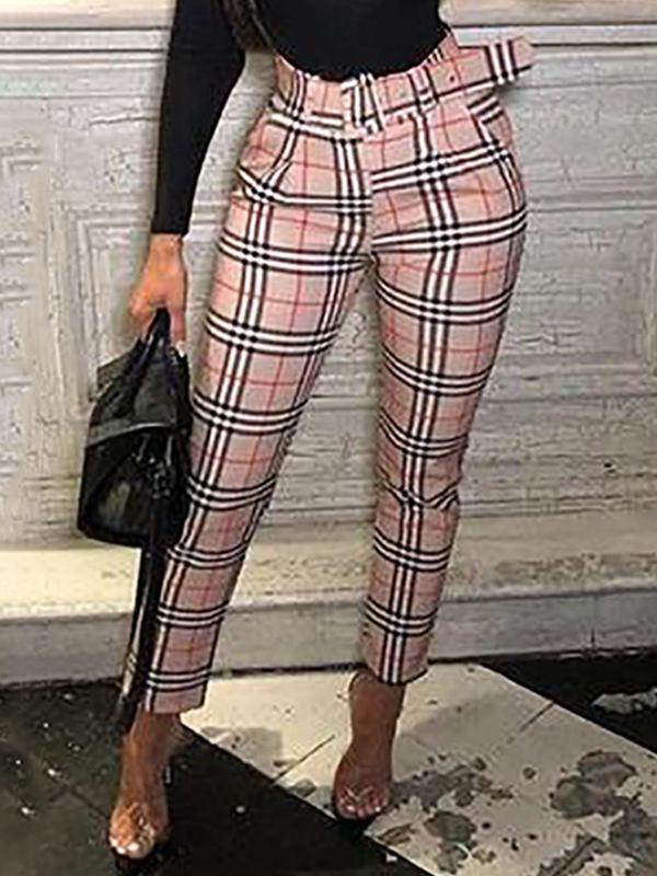 Plaid Belted Pants