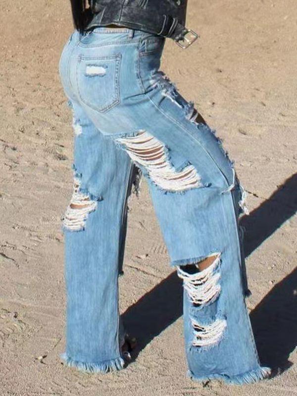 mangocouture Ripped Fringe Jeans