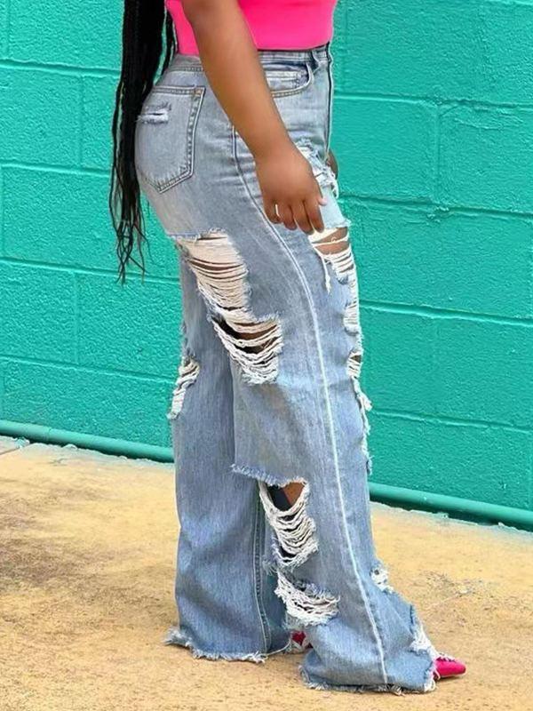 mangocouture Ripped Fringe Jeans