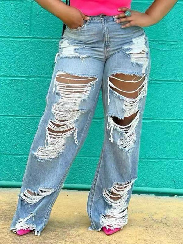 mangocouture Ripped Fringe Jeans