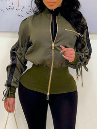 Mangocouture Ribbed Combo Bomber Jacket