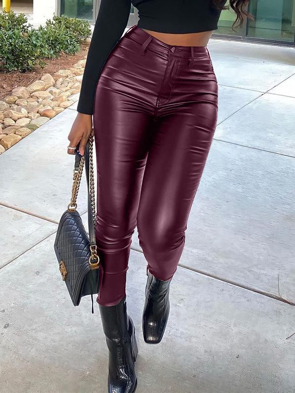 mangocouture Black Faux-Leather Skinny Pants