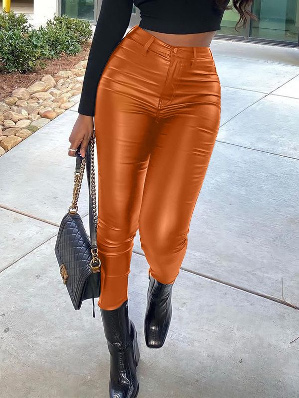 mangocouture Black Faux-Leather Skinny Pants