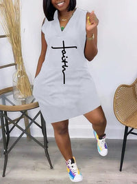 mangocouture Logo V-Neck Sleeveless Dress