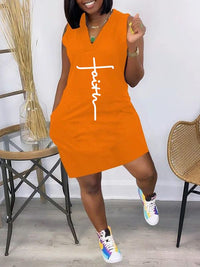 mangocouture Logo V-Neck Sleeveless Dress