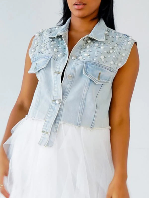 Studded Denim Vest