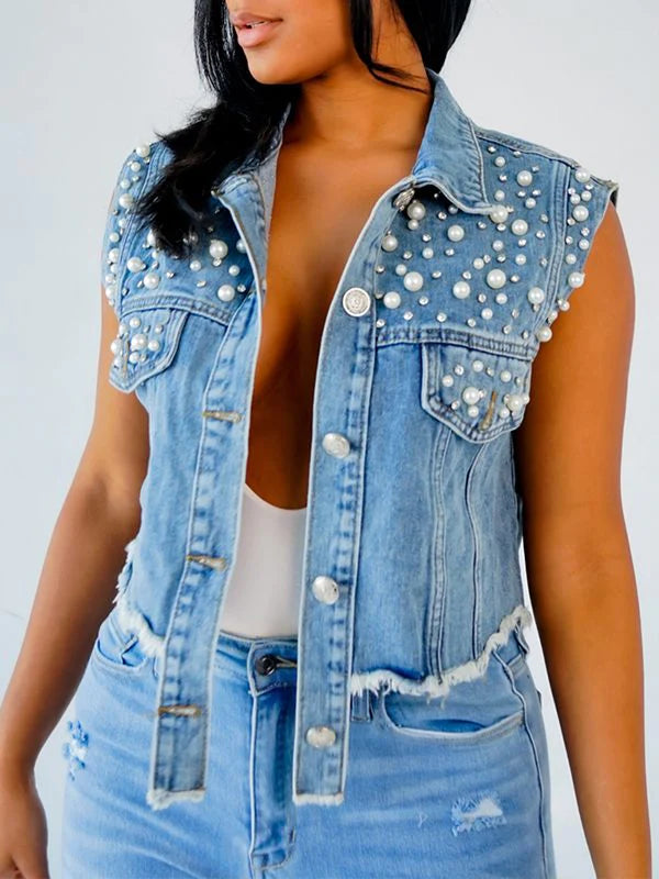 Studded Denim Vest