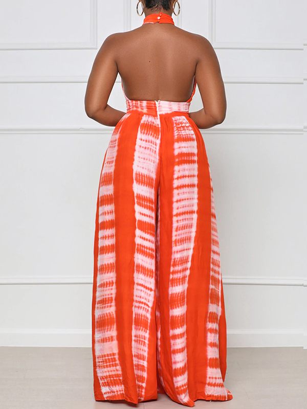 Mangocouture Printed Halter Wide-Leg Jumpsuit