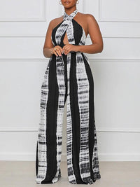 Mangocouture Printed Halter Wide-Leg Jumpsuit